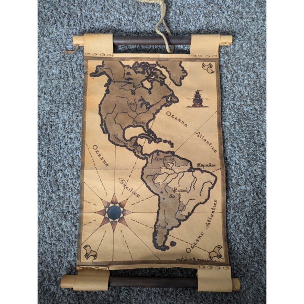 Novica Handmade Map‎ of Latin America Leather Hanging Wall Tapestry Brown
